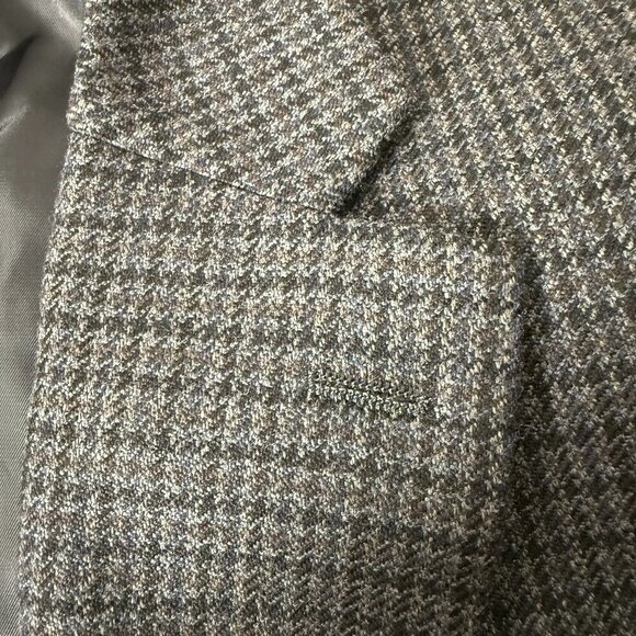 Chaps 100% Wool Blazer Sport Coat Check Gray, Brown, Black Size 44L - Picture 8 of 9